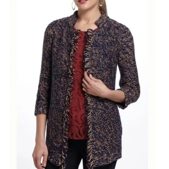 Anthropologie Cardigan Womens Small Sparrow Linen Wool Knit Classic Sleek City - Picture 1 of 8